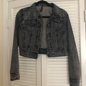 Grey acid wash jean jacket